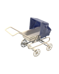 White Pram with Blue Hood