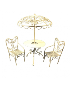 Parasol Table and Two Chairs