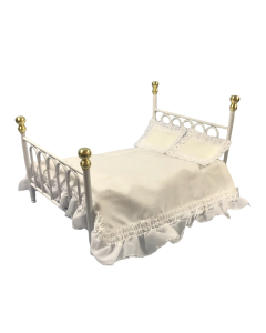 White 'cast Iron' Double Bed & Covers