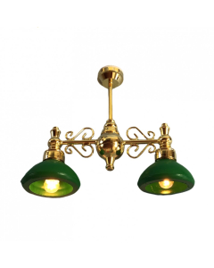 LT6063G - 2 Down Arm Green Shade Chandelier