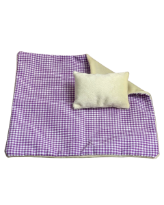 Purple Checkered Large Bed Spread with Decorative Oversized Pillow