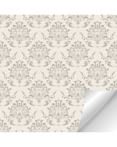 Light Beige Wallpaper with Pearl Grey Damask Pattern