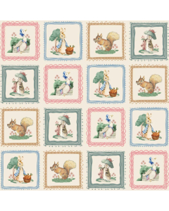 Rabbit and Friends Print on Cream Wallpaper