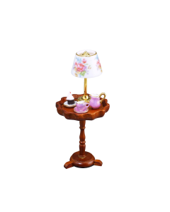 Wavy Side Table with Lamp and Accessories