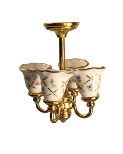 Ceiling Lamp with Four Arms In Gold Checker Design ,