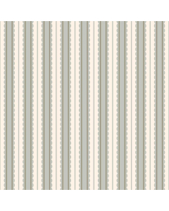 Cloud Cream Wallpaper with Hazy Blue Scallop Stripe