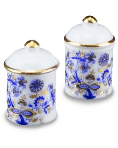 RP14815 - Two Blue and Gold Porcelain Storage Containers