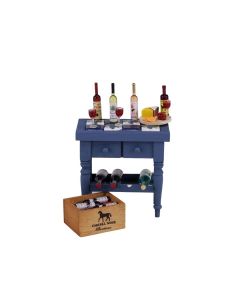 RP15640 - Blue Tiled Wine Table With Accessories