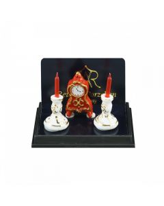 RP16035 - Red Mantle Clock and Candles