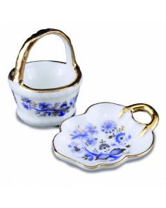 RP16395 - Blue and Gold Leaf Tray and Basket