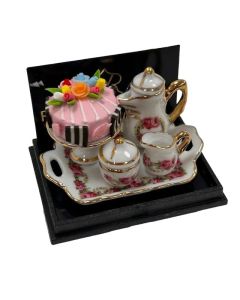 RP16645 - Coffee Tray with Rose Cake in Rose Design