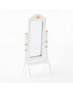 DF221 - 1:12 Scale White Cheval Mirror