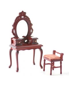 DF276 - 1:12 Scale Mahogany Dressing Table with Stool