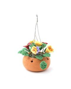 E2913 - Hanging Basket with Coloured Pansies.