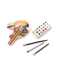 E5823 - Artists Palette, Brushes and Paints, 5 pcs