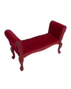 CL10841 - Red Velvet Sofa Bench In Mahogony 