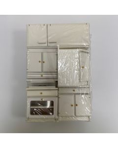DAMAGED - White Kitchen Set with fridge freezer