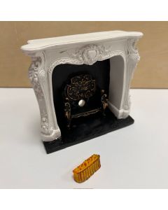 DAMAGED - White Rococo-style Fireplace