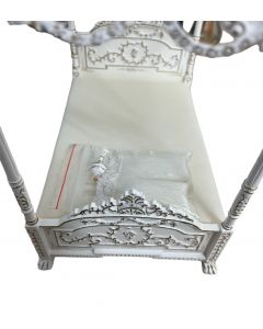 DAMAGED - White Four Poster Double Bed