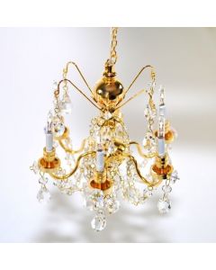 DAMAGED - Gold and Crystal 6 arm chandelier