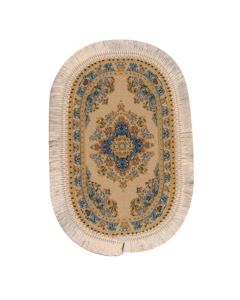 Cream Oval Turkish Carpet, 15x10.5cm (D1648A)