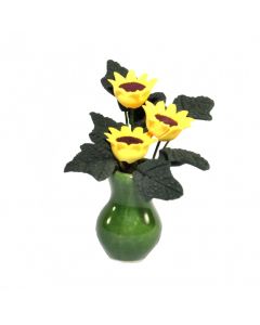 D4160 - Sunflowers in a Green Ceramic Pot