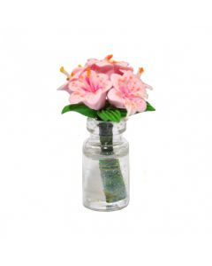 D4184 - Pink Lilies in Glass Vase