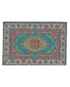 Turquoise Turkish Carpet, 10 x 14cm (D698D)