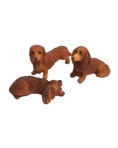 Daschund Brown Long Haired Dog, Pack of 3 (DA025)