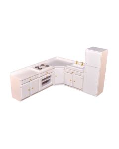 DF405 - White Kitchen Set with fridge freezer