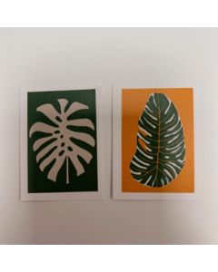 DISCONTINUED - Pair of unframed abstract leaf pictures, 45 x 33mm