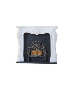 E8090 - White Rococo-style Fireplace