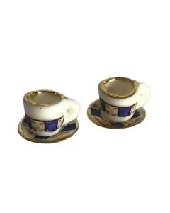 EM6345 - Pair of Floral Cups and Saucers