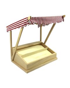 EM8372 - Barewood market stall with Red and White Stripe Canopy