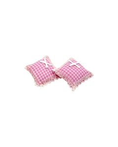 Pink Gingham Cushions, Pack of 2 (D3798)