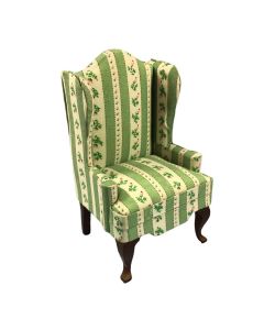 GS0548 - Green and White Floral striped Armchair