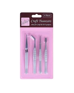 Craft Tweezer Set, Silver, 4 Pack (H-ANT2681000)