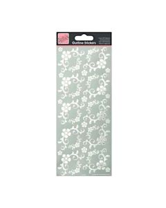 Outline Stickers, Fanciful Floral Corners, Silver (H-ANT8101411)