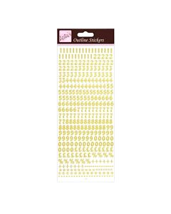 Outline Stickers, Small Numbers, Gold On White (H-ANT810268)