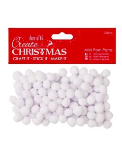 Create Christmas Mini Pom Poms 120 Pieces - White (H-PMA105956)