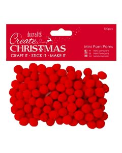 Create Christmas Mini Pom Poms 120 Pieces - Red (H-PMA105957)