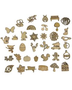 Mixed Wooden Shapes (36pcs) - Seasons - Bare Basics (H-PMA174565)