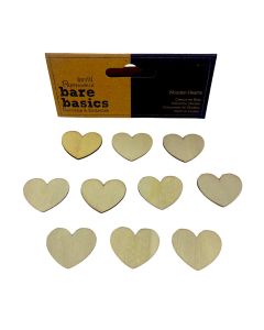 Wooden Hearts (10pcs) - Bare Basics (H-PMA174566)