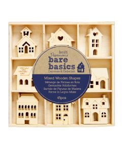 Wooden Shapes (45pcs) Houses - Bare Basics (H-PMA174744)