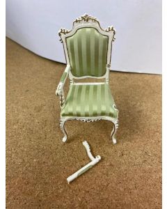 DAMAGED - White Carver Dining Chair Green 