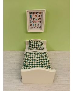 JJ0001 Single Bedding - Green and White Gingham Print with Flowers