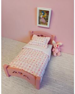 JJ0004 - Single Bedding - Pink and White Gingham Print with Flowers