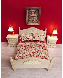 JJ0006 Double Bedding - Cream and Red Floral Print