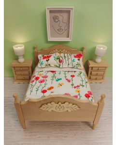JJ0011 - Double Bedding - White Butterfly and Flower Print