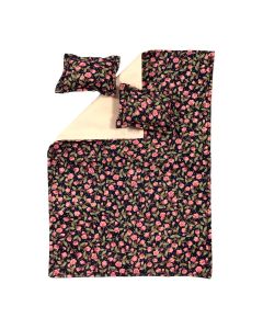 JJ0038 - Navy and pink flower print double bedding 